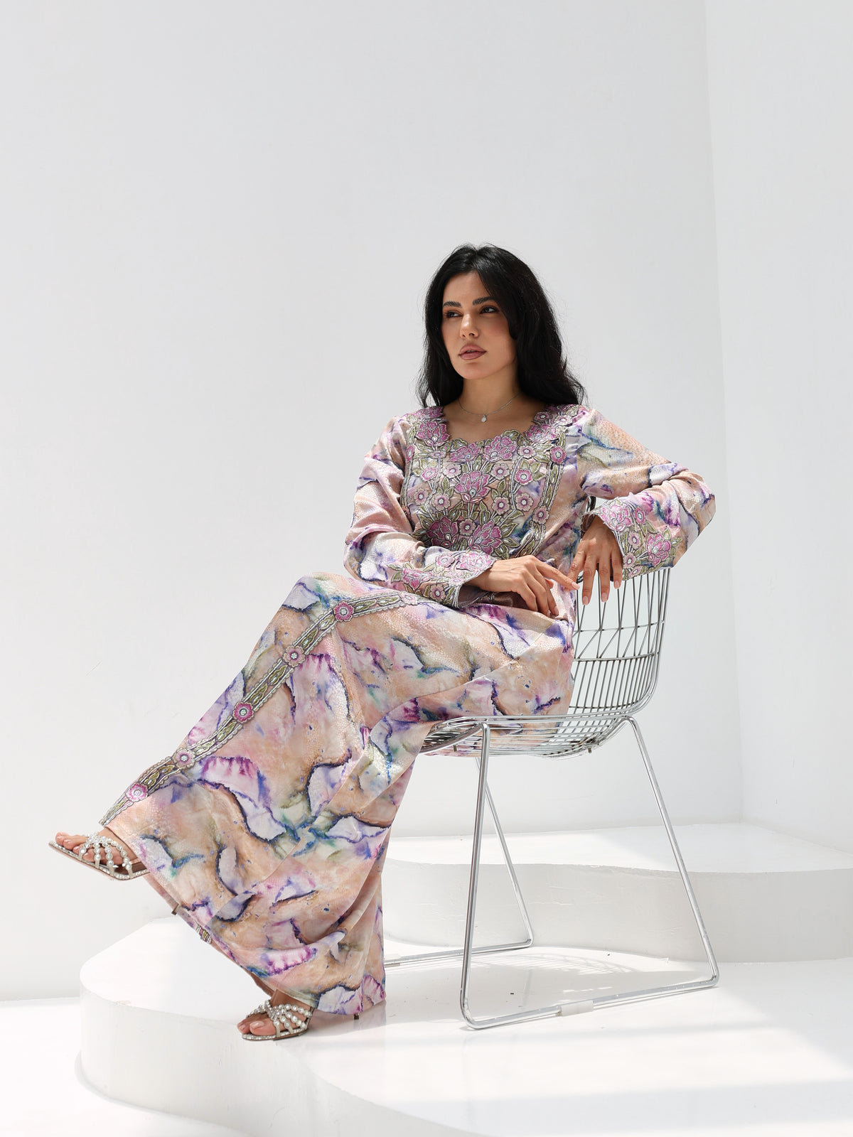 Marble Blossom Mukhawar — embroidered jacquard silk Emirati dress (33)