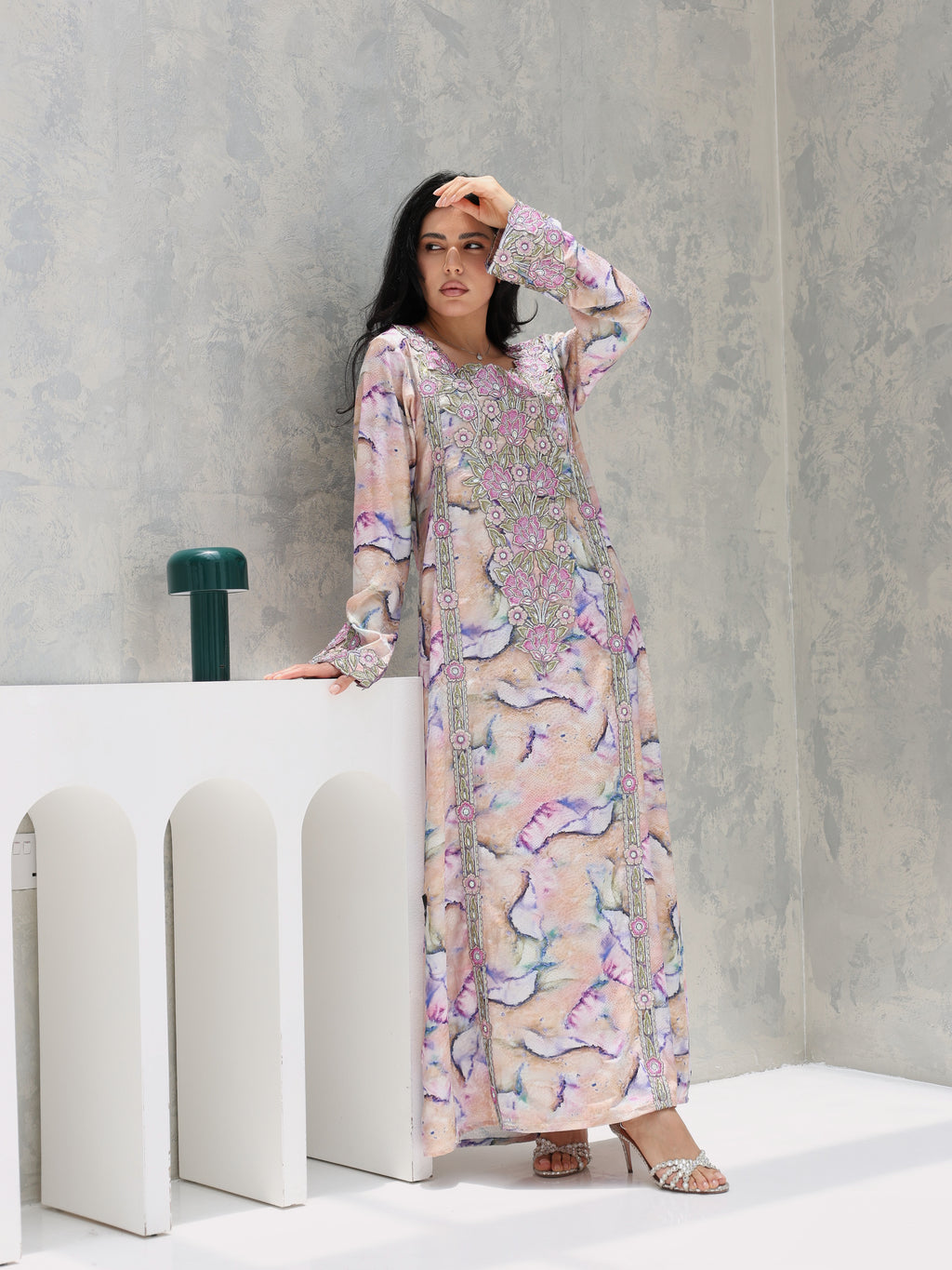 Marble Blossom Mukhawar — embroidered jacquard silk Emirati dress (37)