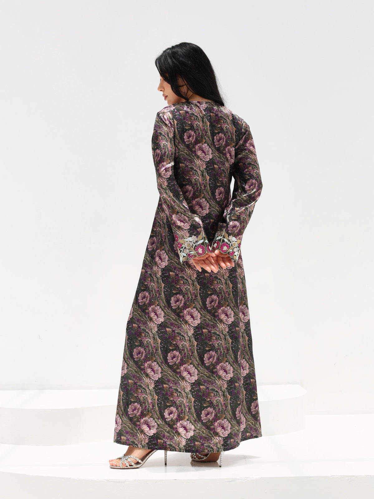 Midnight Rose Mukhawar — embroidered jacquard silk Emirati dress (22)