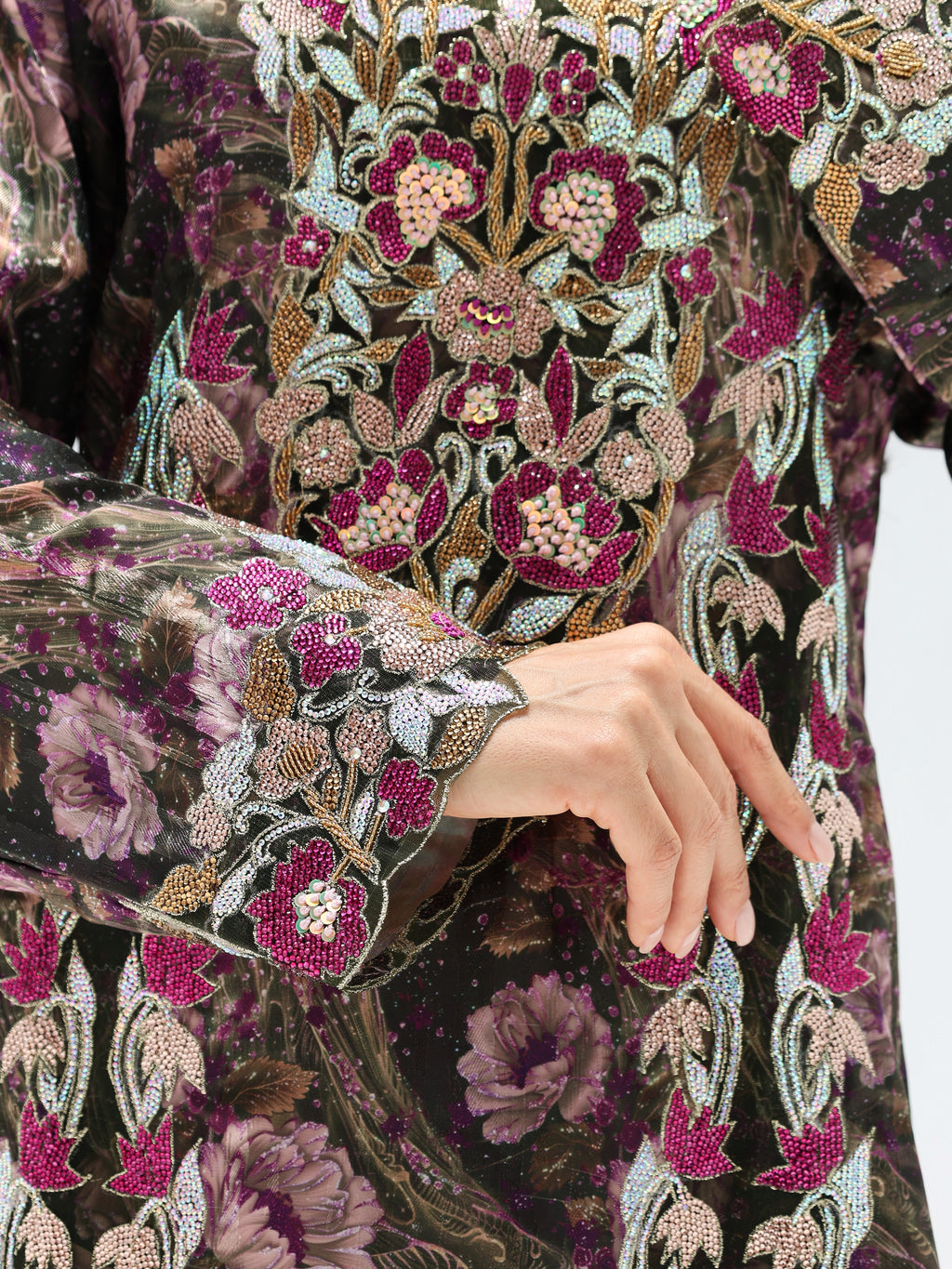 Midnight Rose Mukhawar — embroidered jacquard silk Emirati dress (2)