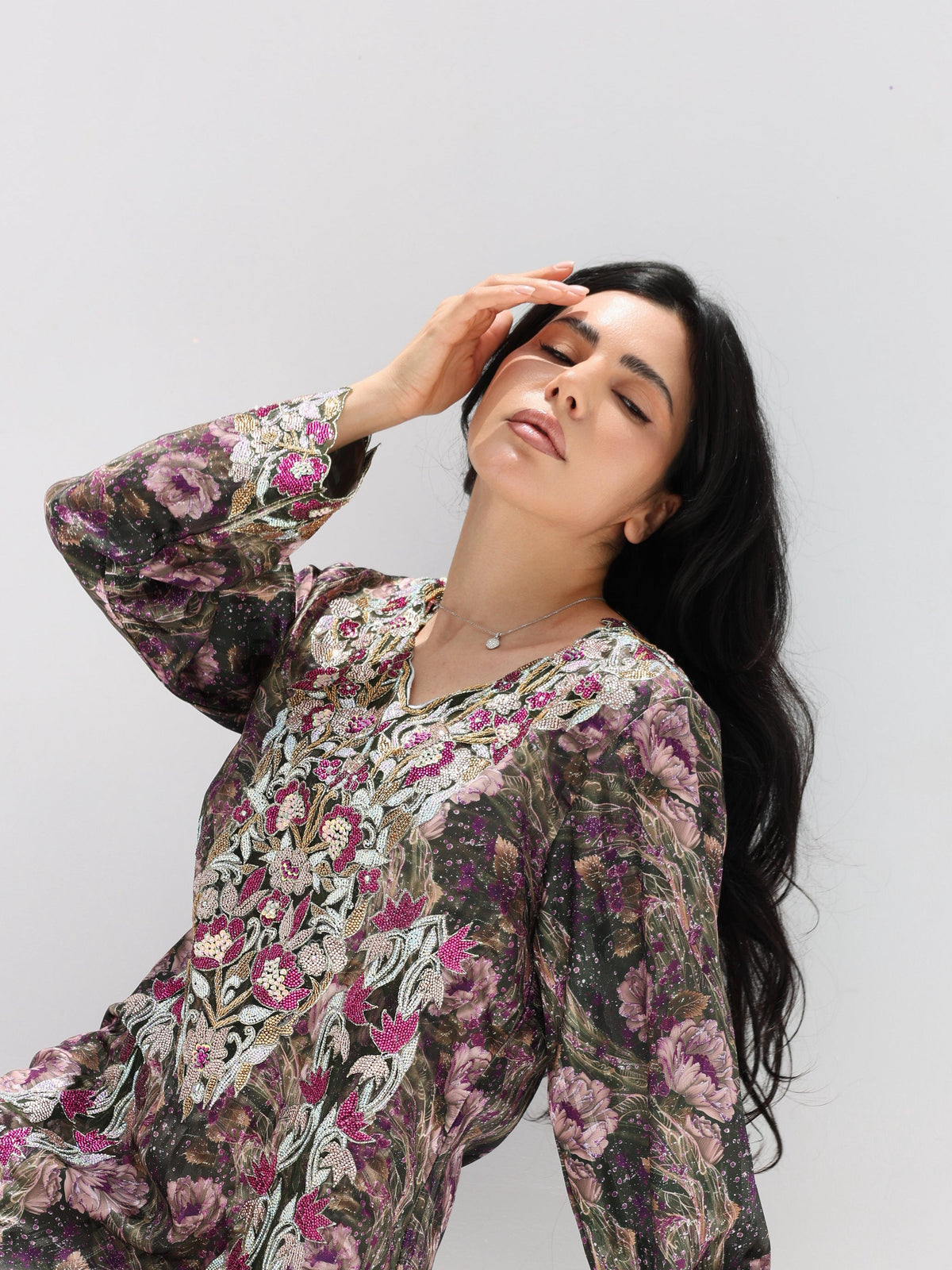 Midnight Rose Mukhawar — embroidered jacquard silk Emirati dress (32)