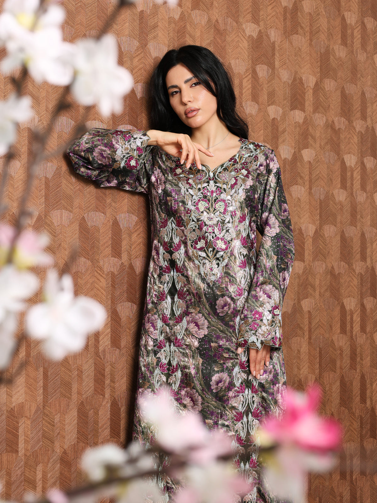 Midnight Rose Mukhawar — embroidered jacquard silk Emirati dress (57)