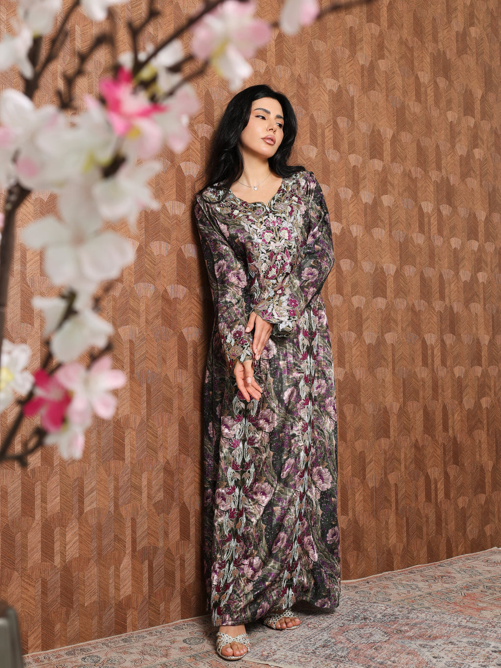 Midnight Rose Mukhawar — embroidered jacquard silk Emirati dress (61)